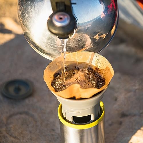 WACACO Cuppamoka Portable Drip Coffee Maker, 2 IN 1 Insulated Coffee Cup, Travel Pour Over Coffee Maker with 10 Cone Paper Filters, Manually Operated, Stainless Steel Coffee Brewer, 10 fl oz