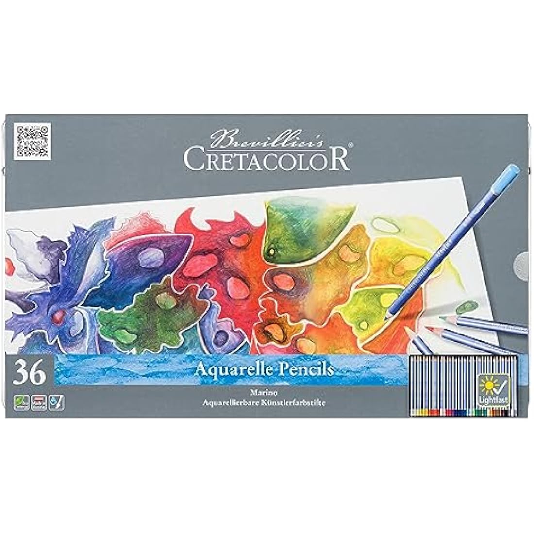 Cretacolor 240 Marino Watercolour Pencils Pack of 36 Wooden, Wood, ' Multi', 36 STK