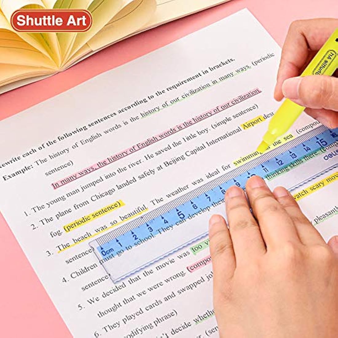 Shuttle Art 144 Pack Highlighters, Highlighters Assorted Colours, 8 Colours Chisel Tip Dry-Quickly Non-Toxic Highlighter Markers Pens for Adults Kids Highlighting in the Home School Office