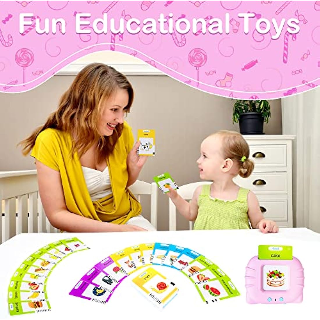 Talking Flash Cards Early Educational Toys for 3 4 5 6 Year Old Baby Boys Girls, Preschool Learning Reading Machine with 224 Words, Montessori Interactive Gift for Kids Toddlers
