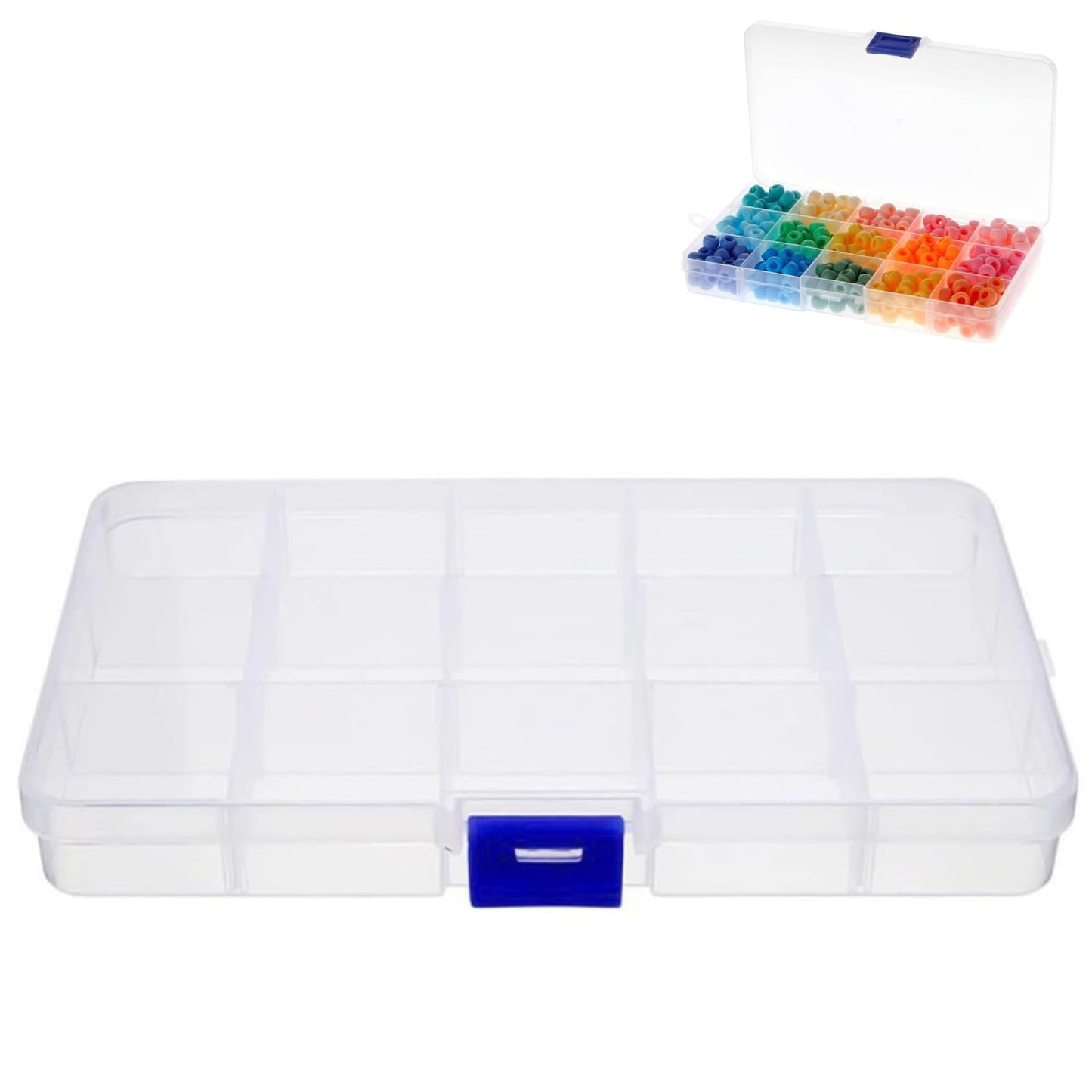 YCZARD 15 Grids Small Jewelry Storage Box Clear Plastic Compartment Bead Storage Box Jewelry Organizer Diamond Art Painting Accessories Container