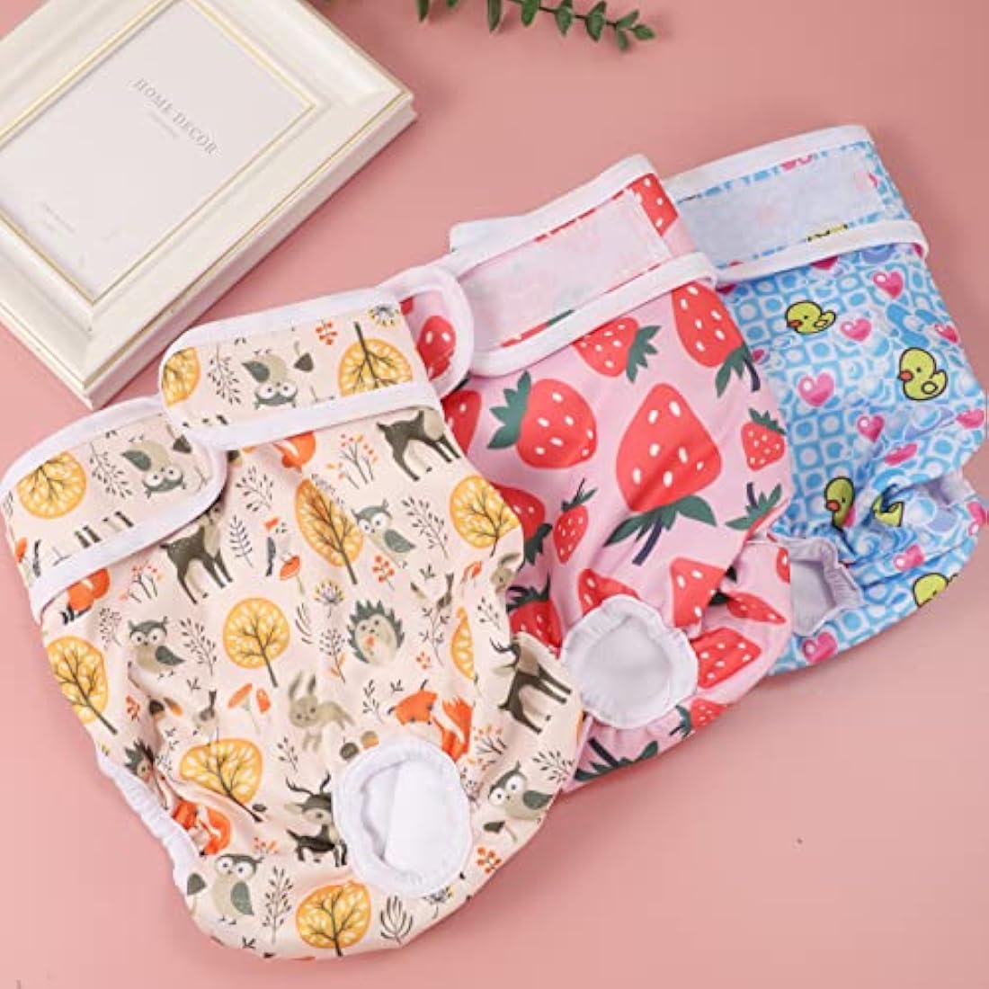 Medo 3 Packs Reusable Dog Nappies, Super Absorbent Washable Dog Diapers Puppy Sanitary Wraps Panties for Female Pet Incontinence and Long Travels 25-35 cm/9.8-13.7 (XS), pink+blue+yellow