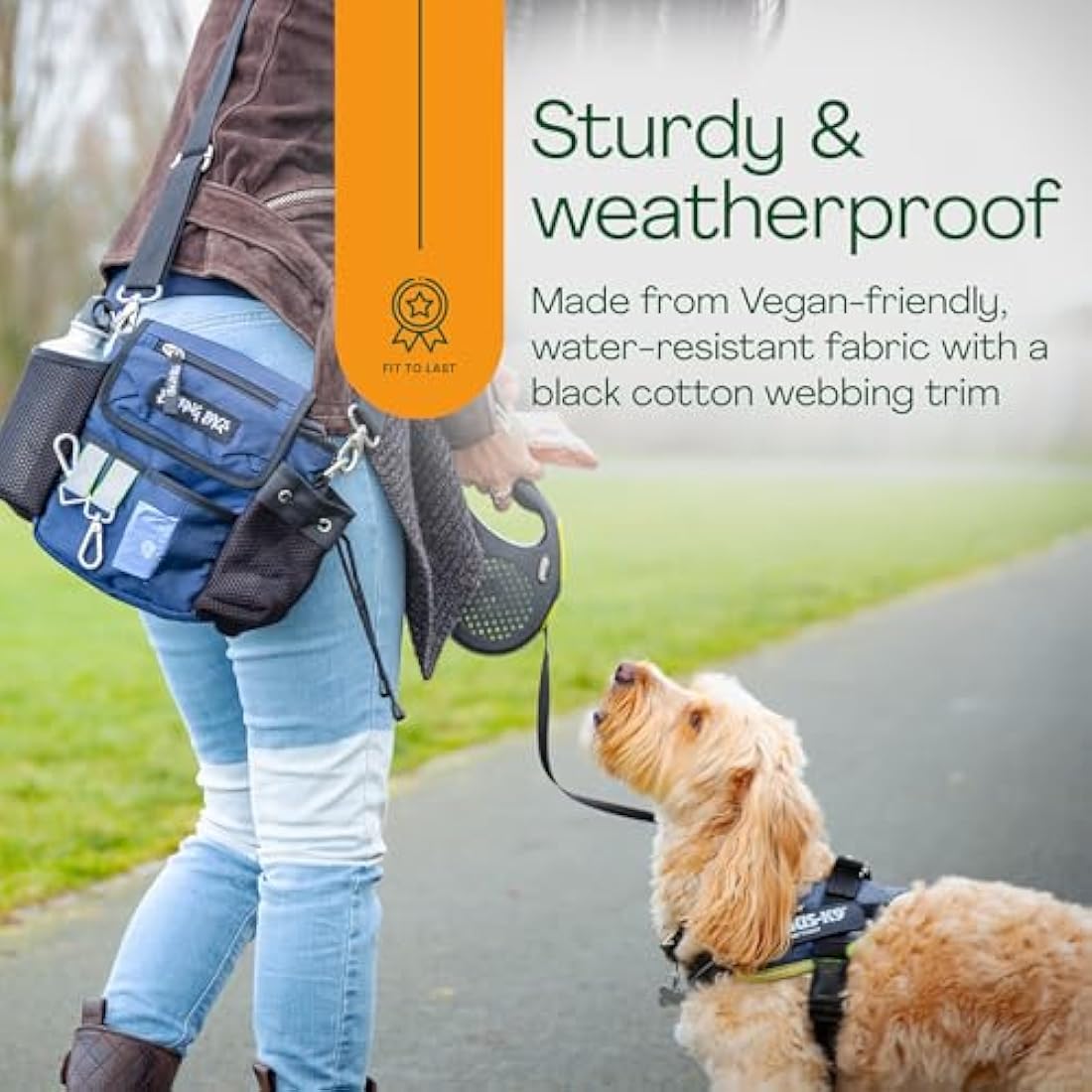 Barking Bags | Original Dog Walking Bag - Blue | As Seen On Dragons’ Den | Lightweight & Practical Design | Carry Dog Toys, Treats, Poop Bags & More with Ease