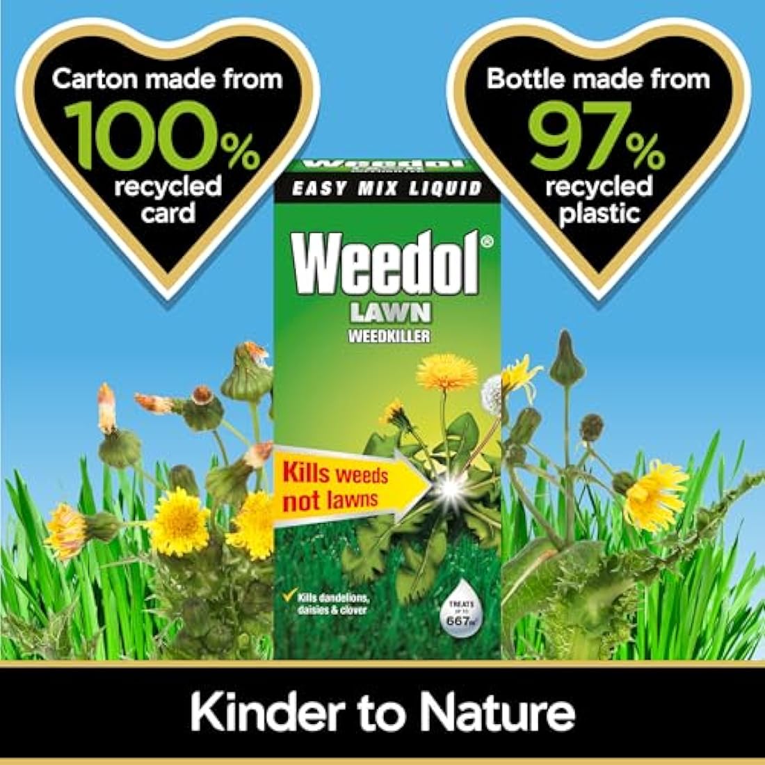 Weedol Concentrated Lawn Weedkiller, Easy Mix Liquid, 500 ml, Nylon/A