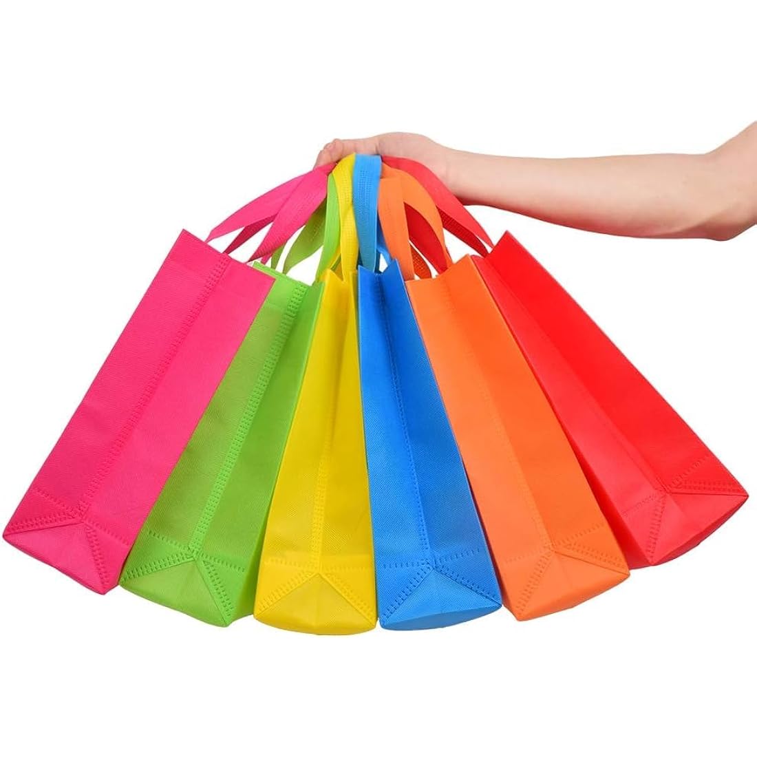 BOENFU 30 Pcs Party Bags with Handles Non-Woven Gift Tote Bags Toy Goody Sweet Gift Bags for Kids' Birthday, Halloween, Christmas, Thanks Giving Days, Wedding Party Supplies (Colourful)