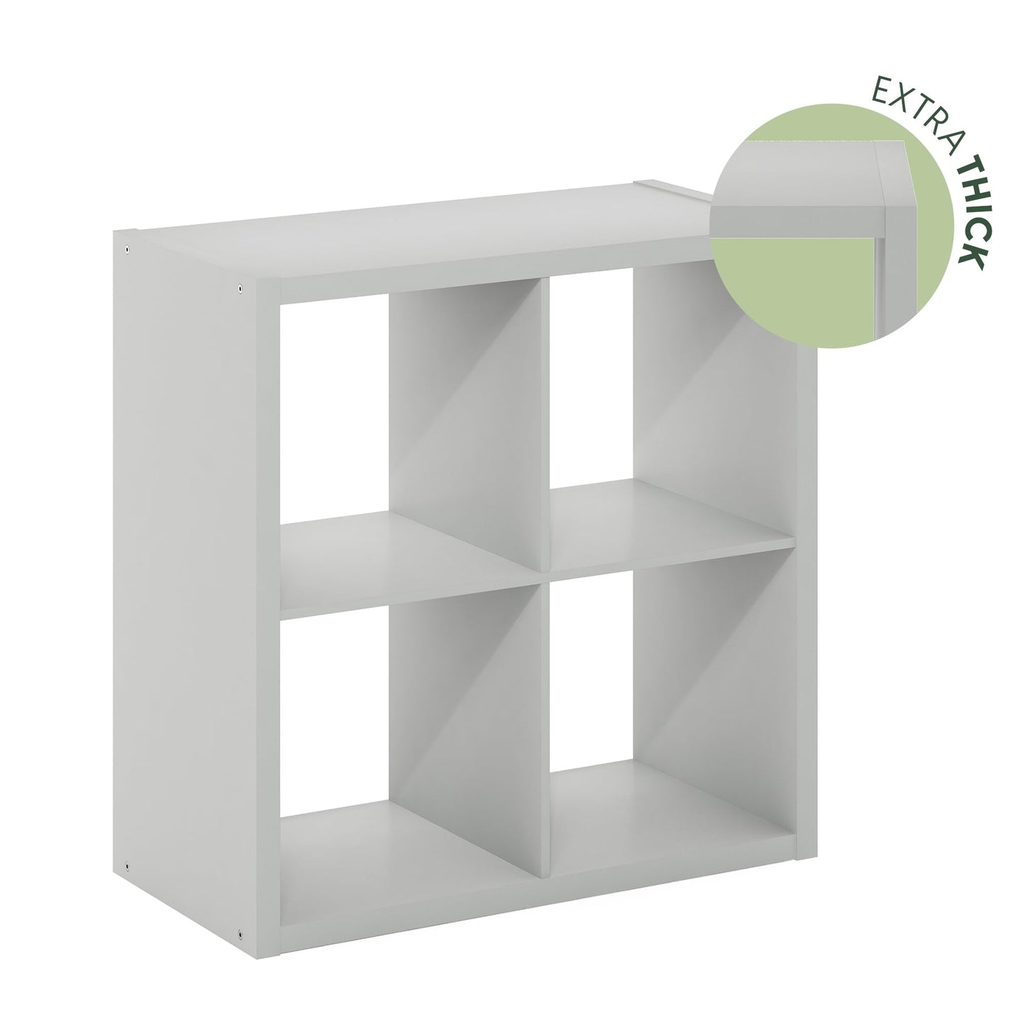 Furinno CUBICLE Book Shelf, 4-Cube Bookself, Thick Frame Bookcase with Reversible Open Back, 14.6 x 30 x 30, for Living Room, Bedroom, Home Office