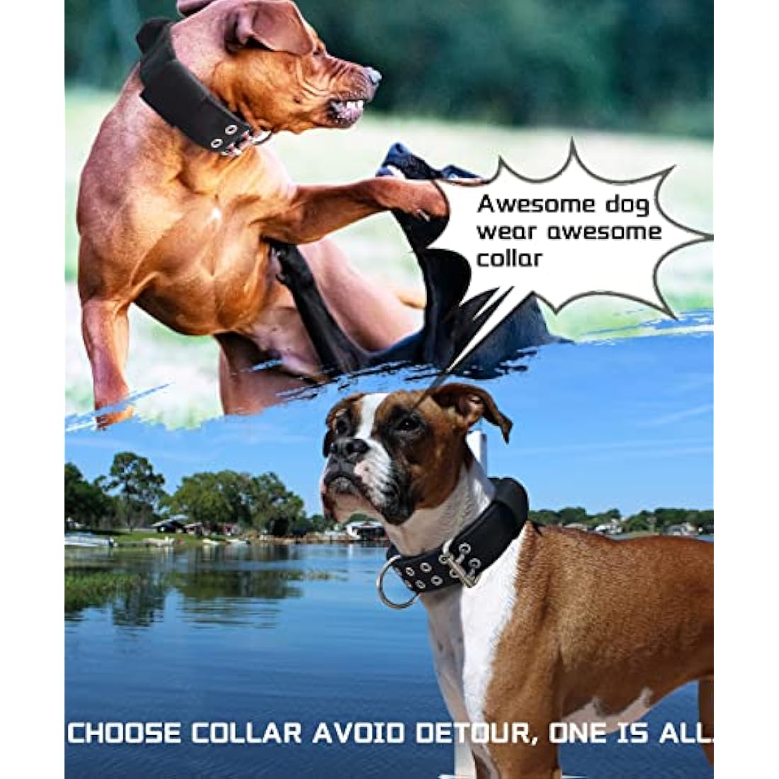 Dog Collar for Large Dogs - 5 cm Wide Collar with Handle for Extra Large Dog Breeds, Black, Soft Padded Neoprene Nylon Dog Collar for Large Dogs, Big Dog Collar 43-56 cm