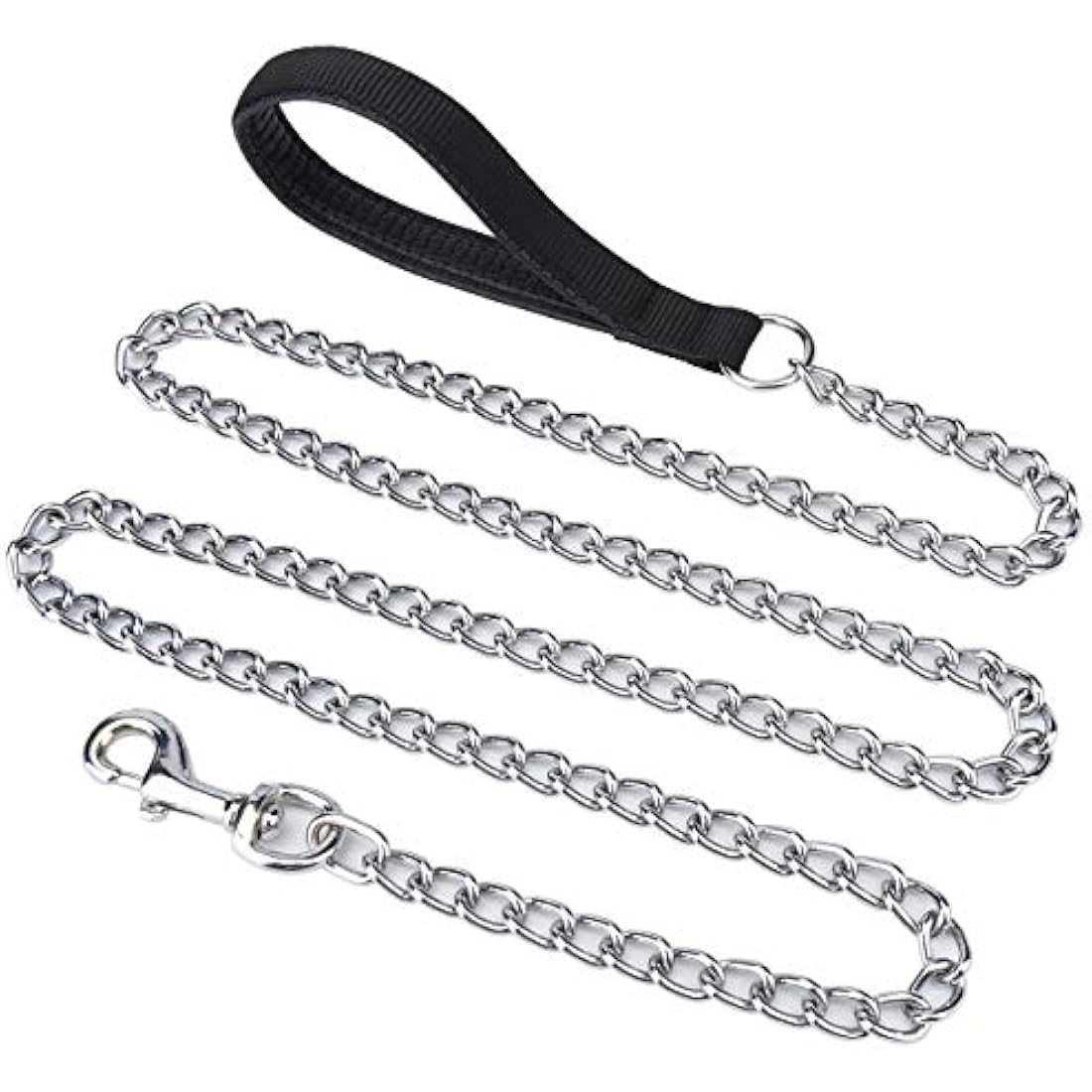 Filhome Metal Dog Leash Chew Proof Dog Chain Leash 4FT, 6FT Heavy Duty Sturdy Pet Dog Leash with Padded Handle for Large Medium Dogs 180cm/3mm-Black