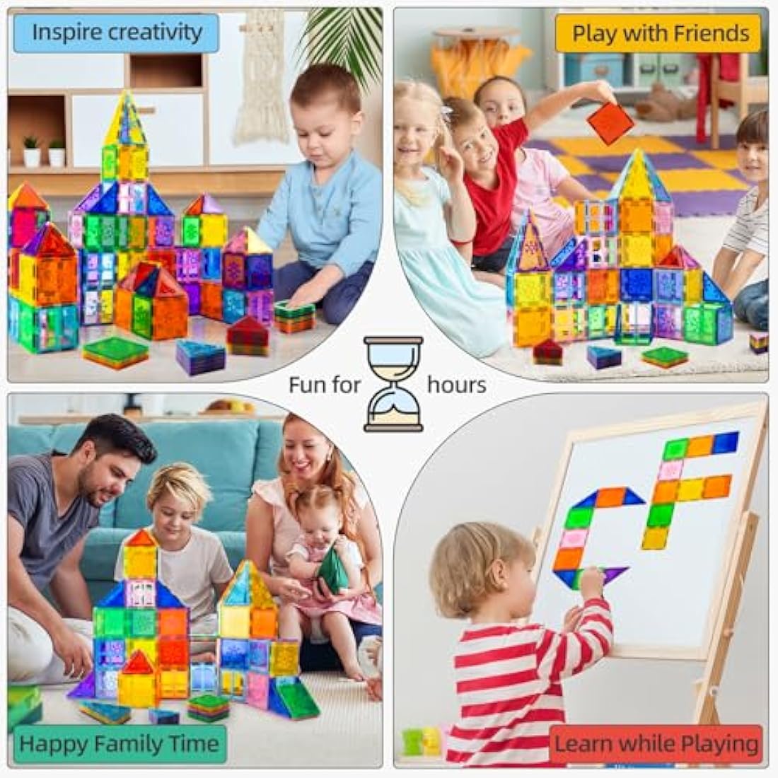 Xekel 120PCS Magnetic Building Blocks, Magnetic Tiles 3D Kids Toys Sets, Building Construction Educational STEM Toys for 3+ Year Old Boys and Girls Christmas Birthday Gifts