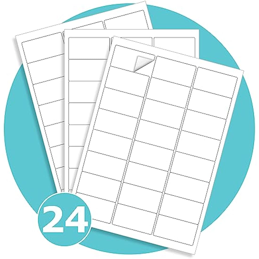 Triplast 100 x Multipurpose A4 Label Sheets - 24 Labels Per Sheet (64 x 34mm Each) - Easy Peel White Labels for Inkjet & Laser Printer - Address Labels, Shipping Labels, File Labels, DIY Stickers