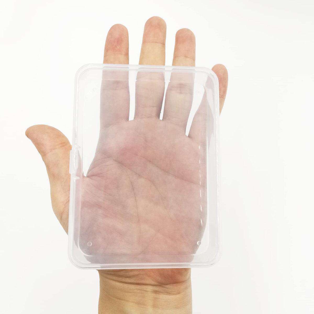 DUGYIRS 12 Pieces Transparent Plastic Storage Box with Hinged Lid,Rectangular Plastic Storage Container Box for Beads and Jewelry, Small Items