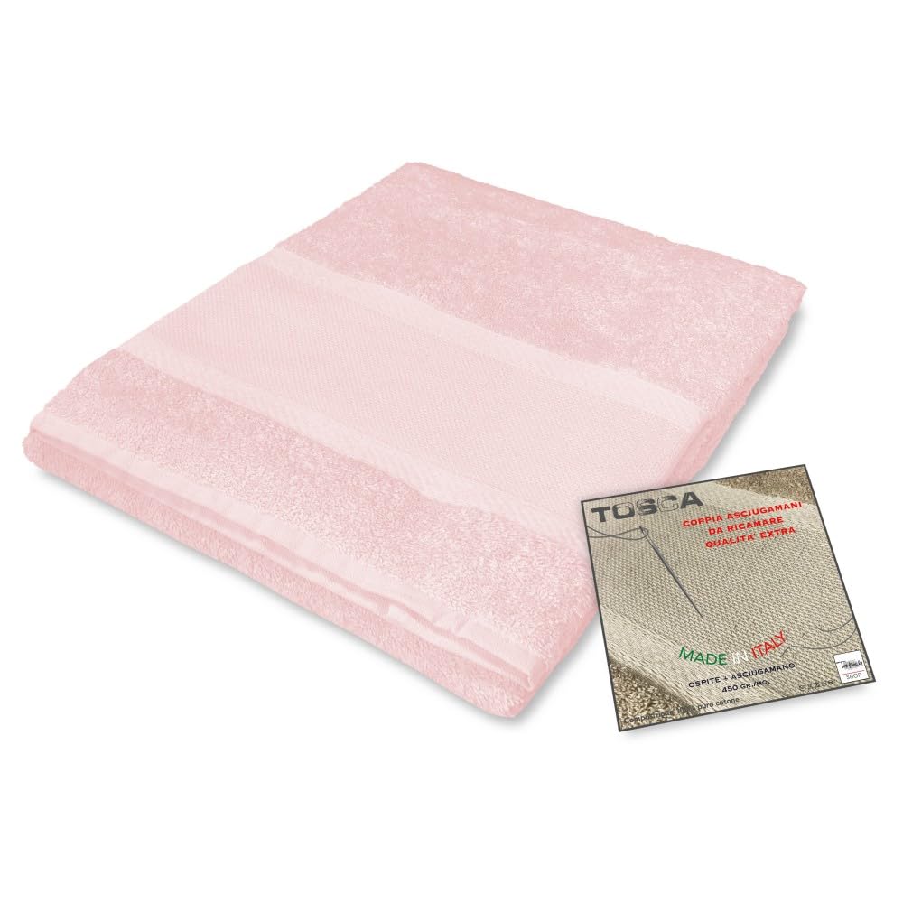 Tex family Tosca ? 100% Cotton Terry Towel Set for Embroidery Cross Stitch 1+1 Face and Guest ? Pink