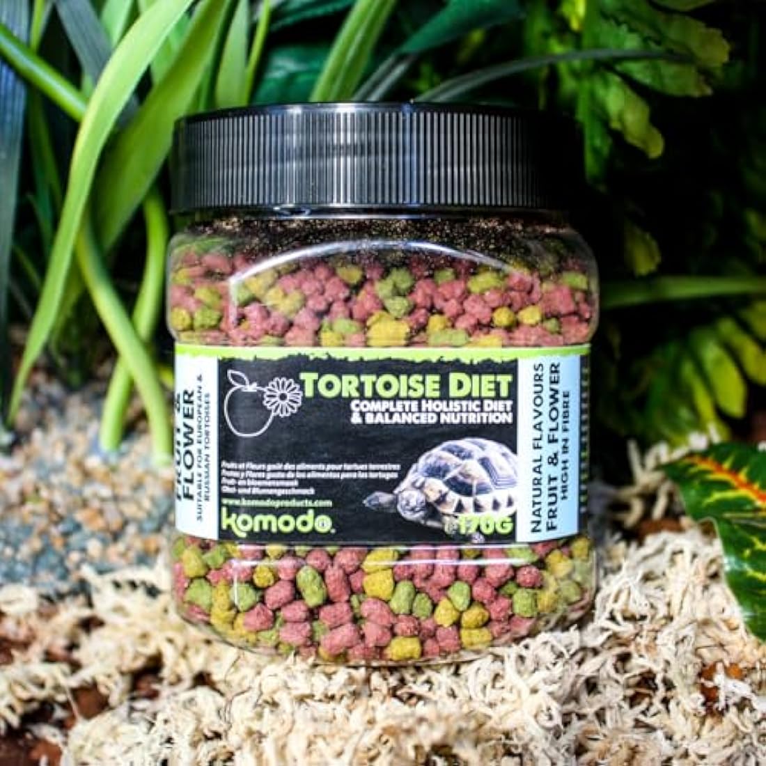 Komodo Complete Holistic Tortoise Diet Fruit and Flower 170g, Balanced food for Torotises, Natural Flavoured Tortoise Food