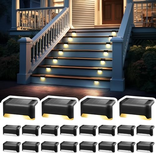 Solpex Solar Deck Lights, 20 Pack Solar Lights for Outdoor, Waterproof for Outdoor Stairs, Step, Fence, Yard, Patio, Pathway(Black Warm White)