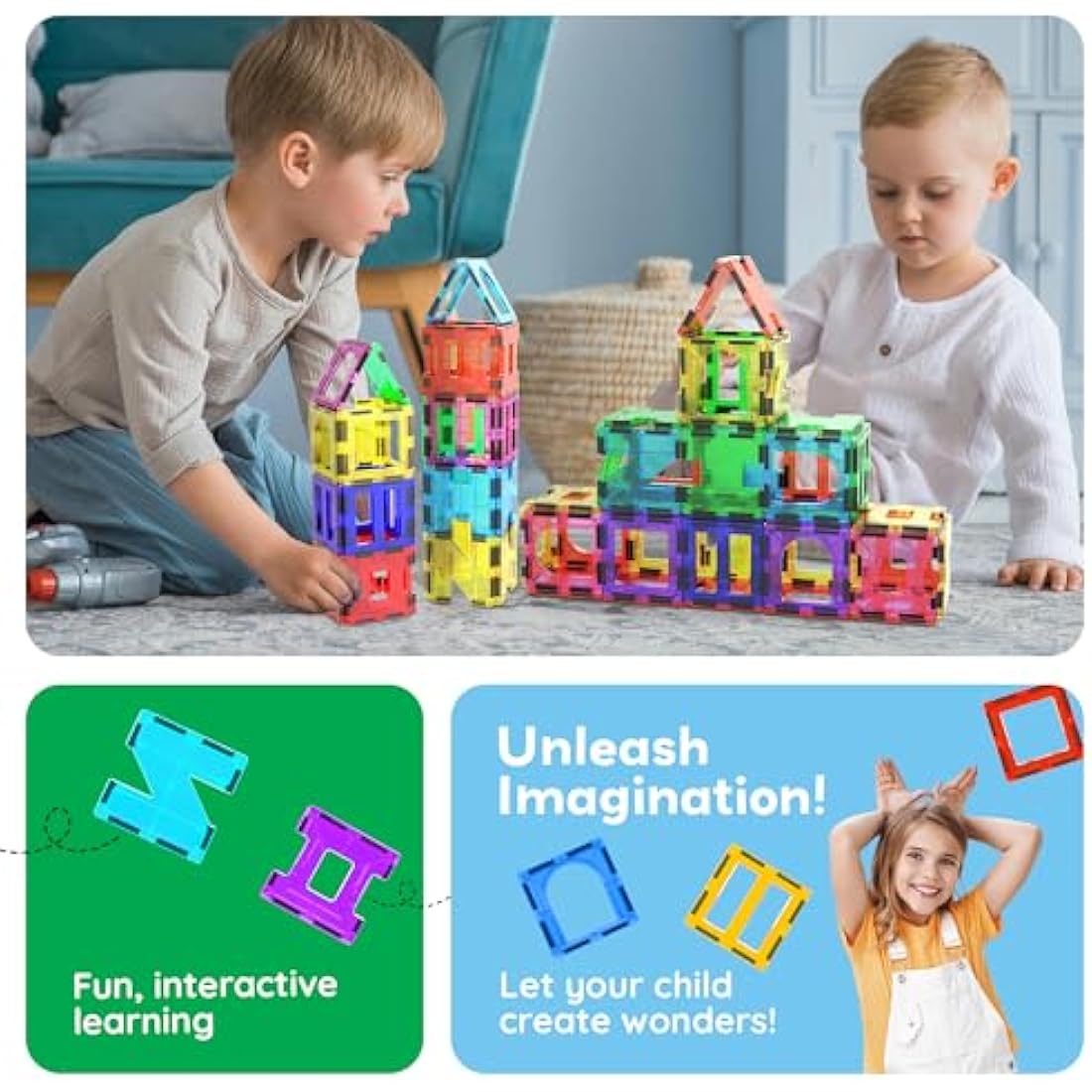 PicassoTiles PT42 Designer Artistry Kit 42pcs Set Magnet Building Tiles Clear Colour Magnetic 3D Building Block - Creativity Beyond Imagination! Educational, Inspirational, Conventional, Recreational