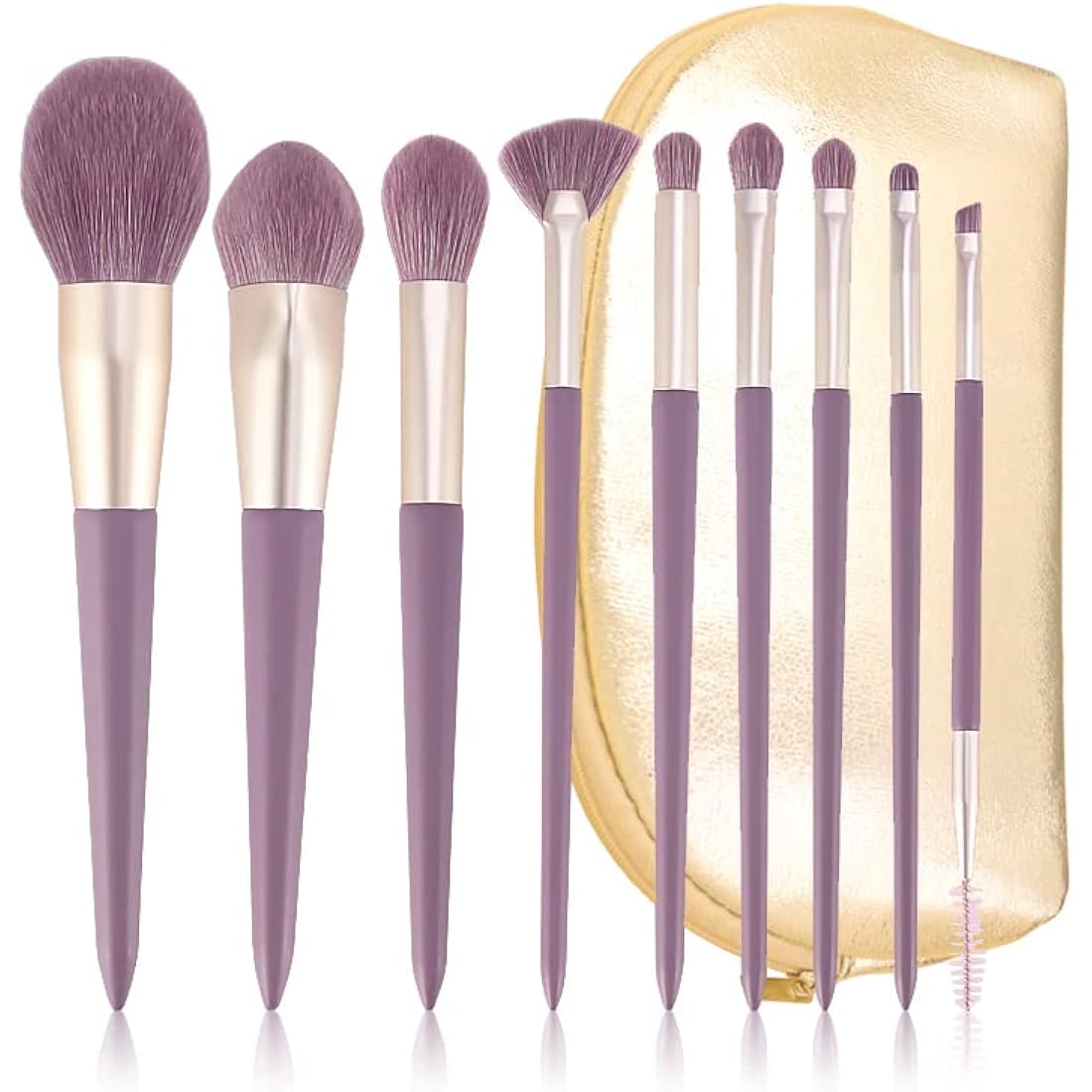 Purple Natural Fiber Makeup Brushes Set with Case, Vegan Makeup Brush Set Professional by ENZO KEN, Colorful Cosmetic Brushes Makeup Set, Make up Brush Set Professional, Purple Makeup Brush Set Vegan.