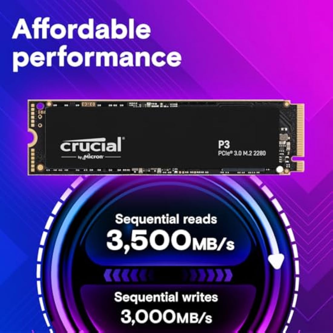 Crucial P3 500GB M.2 PCIe Gen3 NVMe Internal SSD - Up to 3500MB/s - CT500P3SSD8