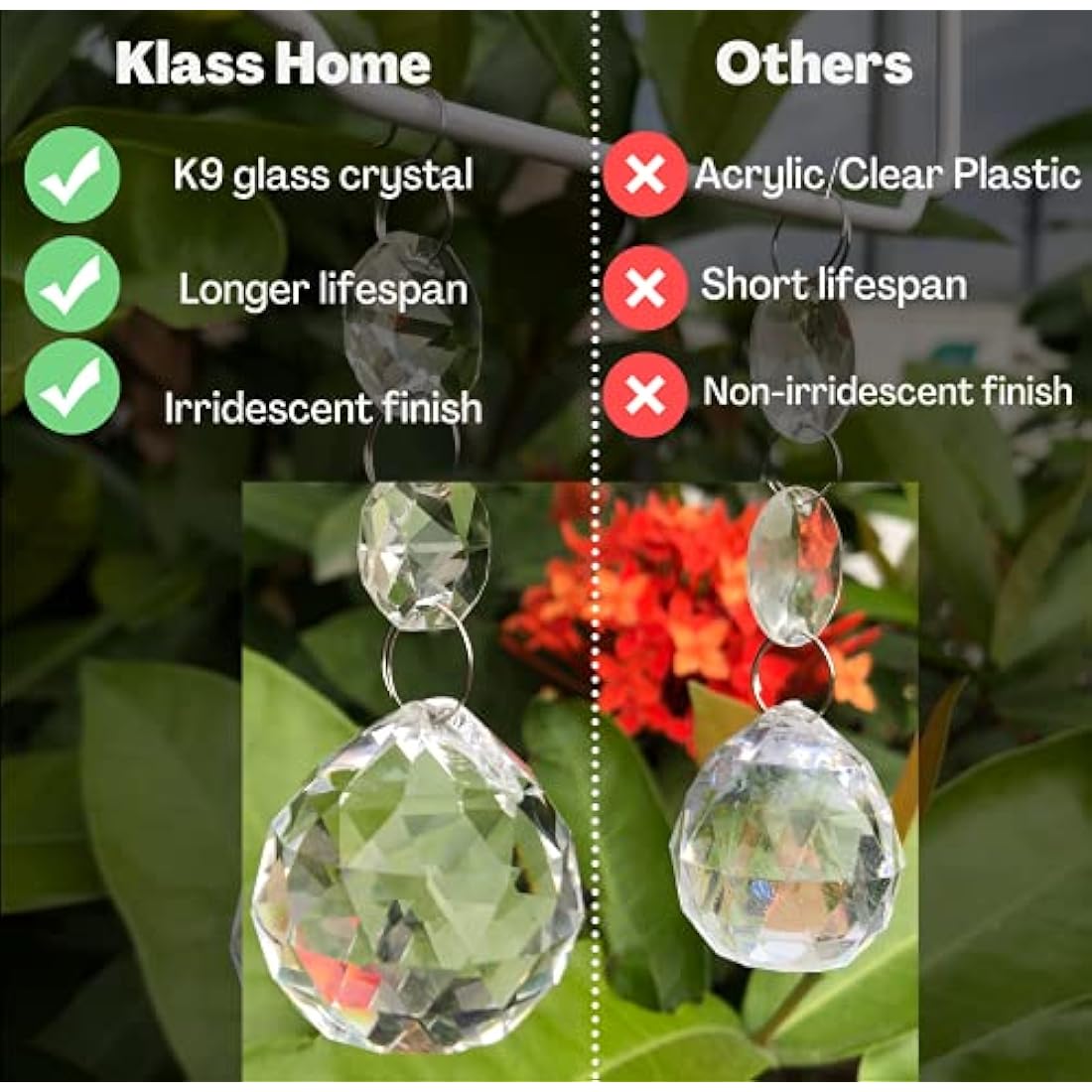 Klass Home K9 Crystal Faceted Oriel Light Shade | Crystal Chandelier | Ceiling Light Shade | Lamp Shade | Chandeliers Ceiling Light | Chrome Finish Pendant Light Shade for Living Room Bedroom Kitchen
