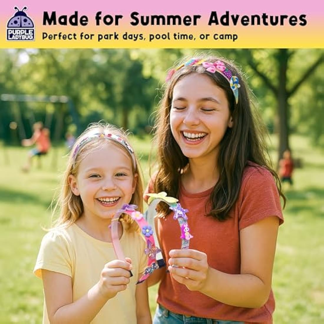 PURPLE LADYBUG Glamour Headband Making Kit for Girls - DIY Hair Accessories & Hair Bands - Craft Kits for Kids - 5 Year Old Girls Gifts, Girl Birthday Presents for Ages 5-10, Summer Crafts Activity