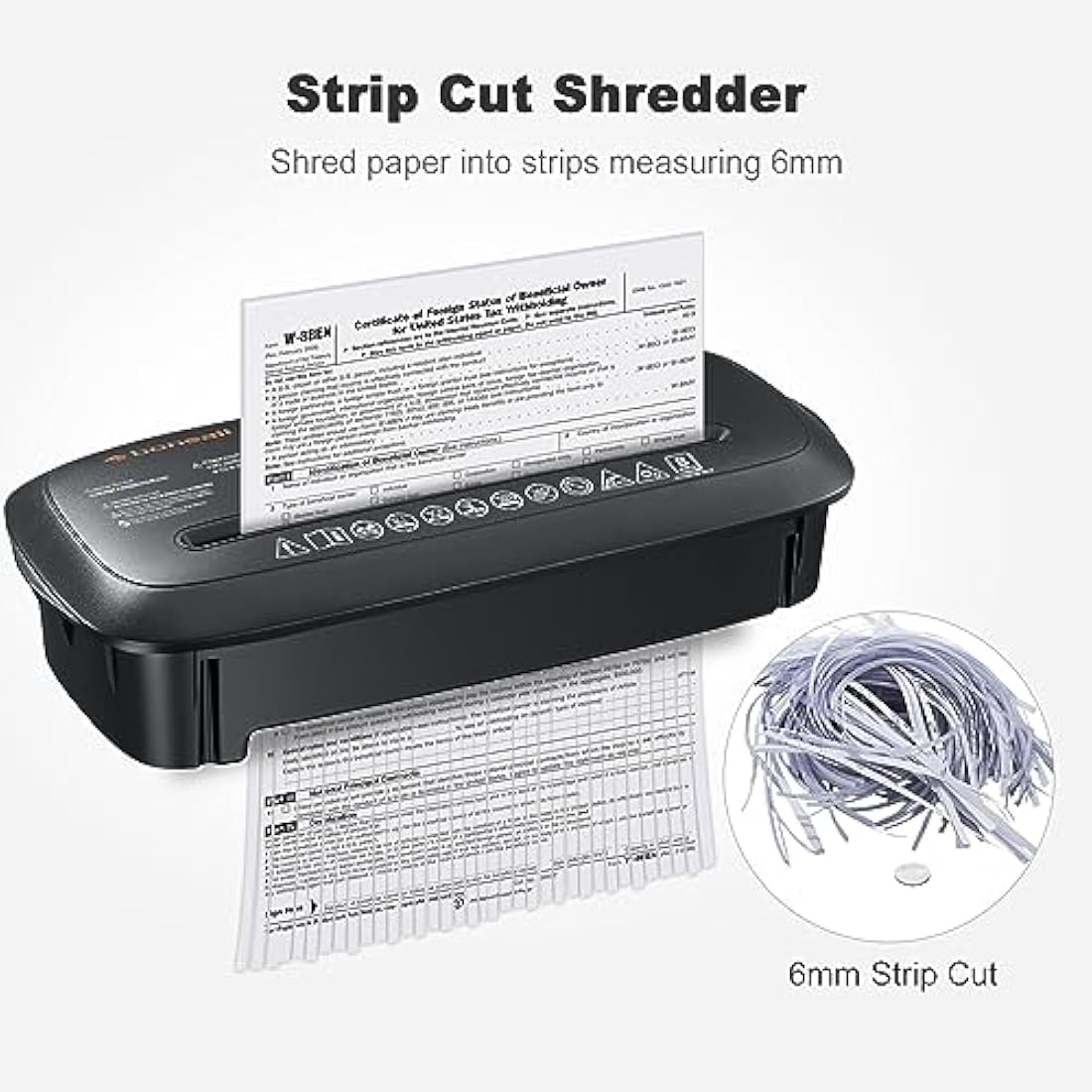 Bonsaii Paper Shredder for Home Use, 8-Sheet StripCut Home Office Shredder, CD/Credit Card Shredder Machine with Overheat Protection, 13 Litres Wastebasket, Black (S120-C)