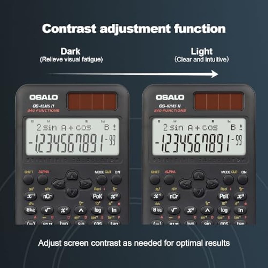 OSALO Scientific Calculator 240 Functions 2-line Display with Slide-on Cover for Secondary School Students (OS 82MS 2nd Edition)