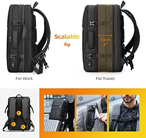 MARK RYDEN 17 inch Laptop Backpack for Men 30L-40L Expandable Cabin Size Carry on Travel Backpack with USB Charging Port - YKK Zip