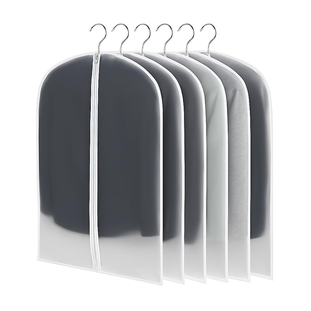 CNMTCCO Transparent Dustproof Suit Covers Set of 6, Dustproof Rain Resistant Suitable for Storage and Protection of Dresses Jackets and Evening