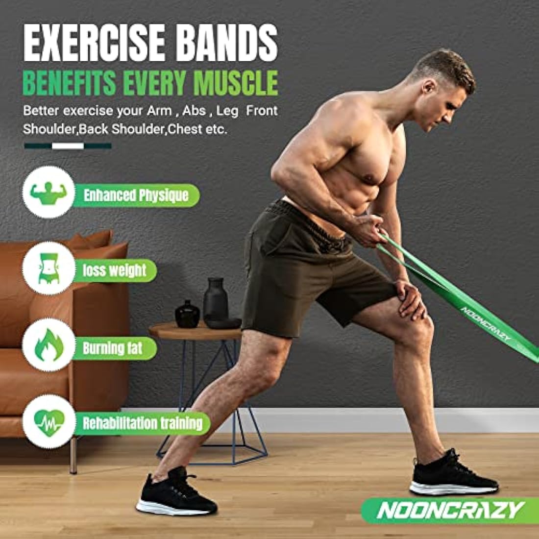 nooncrazy Resistance Bands Set, Pull Up Assistance Bands 4 Different Levels with Handles & Door Anchor & Training Poster, Gym Bands for Strength Training, Yoga, Muscle Toning for Men and Women