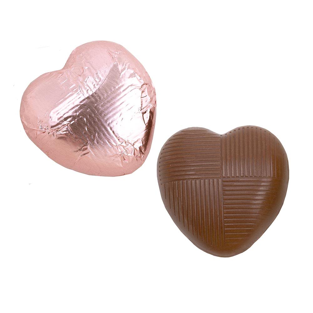 Italian Options Milk Chocolate Hearts, 1 KG approx 166 Pieces, Rose Gold Foil