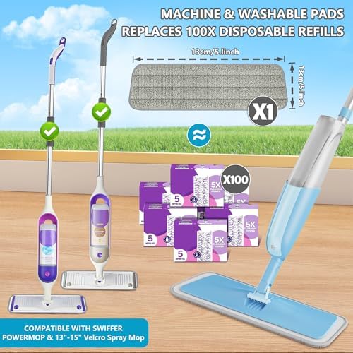 Microfibre Spray Floor Mop with Spray for Cleaning Floors, MEXERRIS Dust Wet Dry Mops with 3x Reusable Microfiber Pads & 1x Refillable Bottle for Hardwood Laminate Tiles Floors