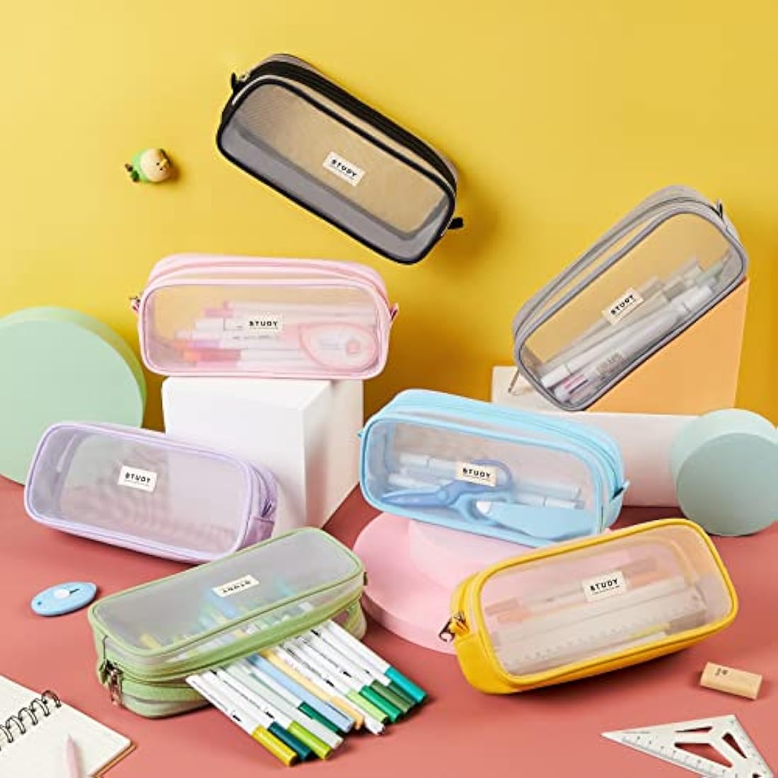 KALIDI Clear Pencil Case Large Pen Bag Stationery Pouch Cosmestic Make up Bag for Student School College Office