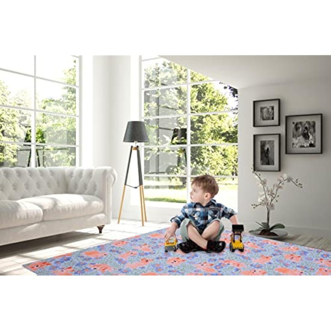 Splat Mat for Under High Chair/Arts/Crafts, Waterproof and Anti-Slip Splash Mat Floor Protector, Washable Highchair Floor Mat, 51 Inch Reusable Messy Mat and Baby Feeding Table Cloth (Dog)