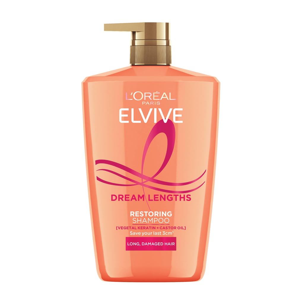 L'Or?al Paris Elvive Dream Lengths Restoring Shampoo, with Vegetal Keratin & Castor Oil, for Long Hair, Suitable for all hair textures, 1000ml