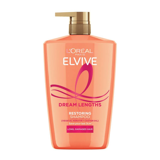 L'Or?al Paris Elvive Dream Lengths Restoring Shampoo, with Vegetal Keratin & Castor Oil, for Long Hair, Suitable for all hair textures, 1000ml