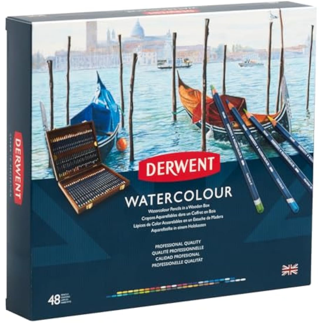 Derwent Watercolour Pencils, Painting & Drawing, Set Of 48 In Wooden Gift Box, Ideal For Blending & Layering, Professional Quality, 0700758