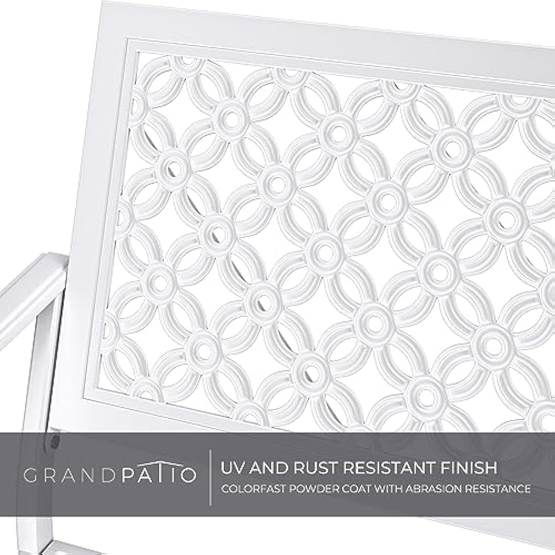 Grand patio Garden Bench, Outdoor Bench with 2-3 Seater, Rust Resistant, Stamped Pattern, Choice of Colours, Suitable for Indoor, Outdoor, Patio, Park (Modern, White)