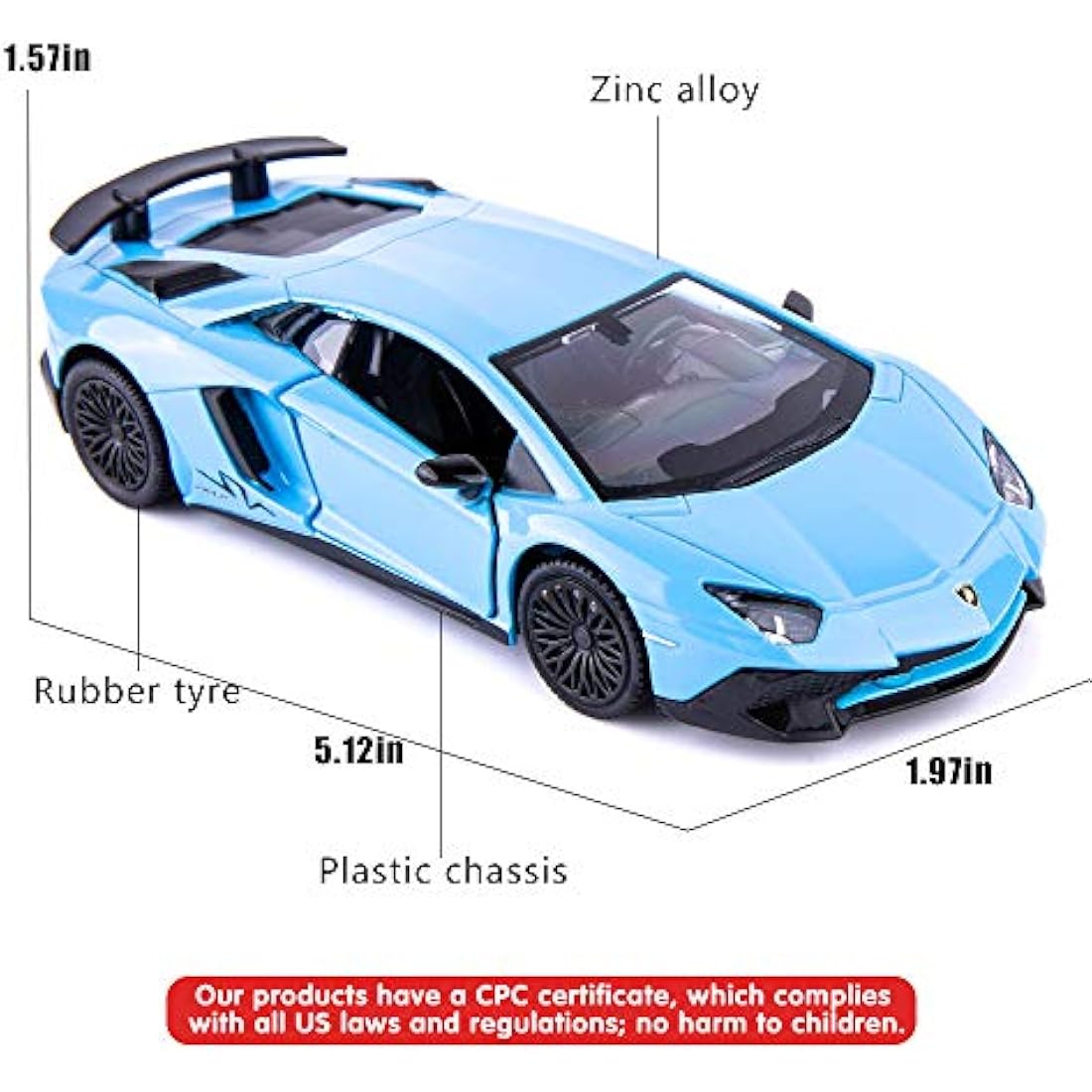 TGRCM-CZ 1/36 Scale Lamborghini Aventador LP700-4 Casting Model Car, Zinc Alloy Pull Back Vehicles Toy Car for Toddlers Kids Boys Girls Gift (Blue)