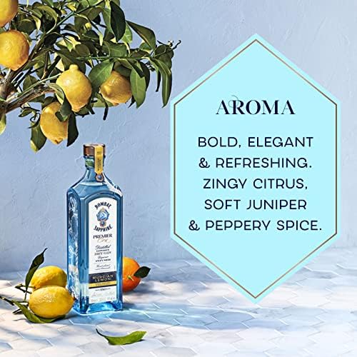 Bombay Sapphire Premier Cru Murcian Lemon London Dry Gin, 47% vol., 70 cl / 700 ml, 100% Vapour Infused Spirit with Hand-Picked Citrus Fruits