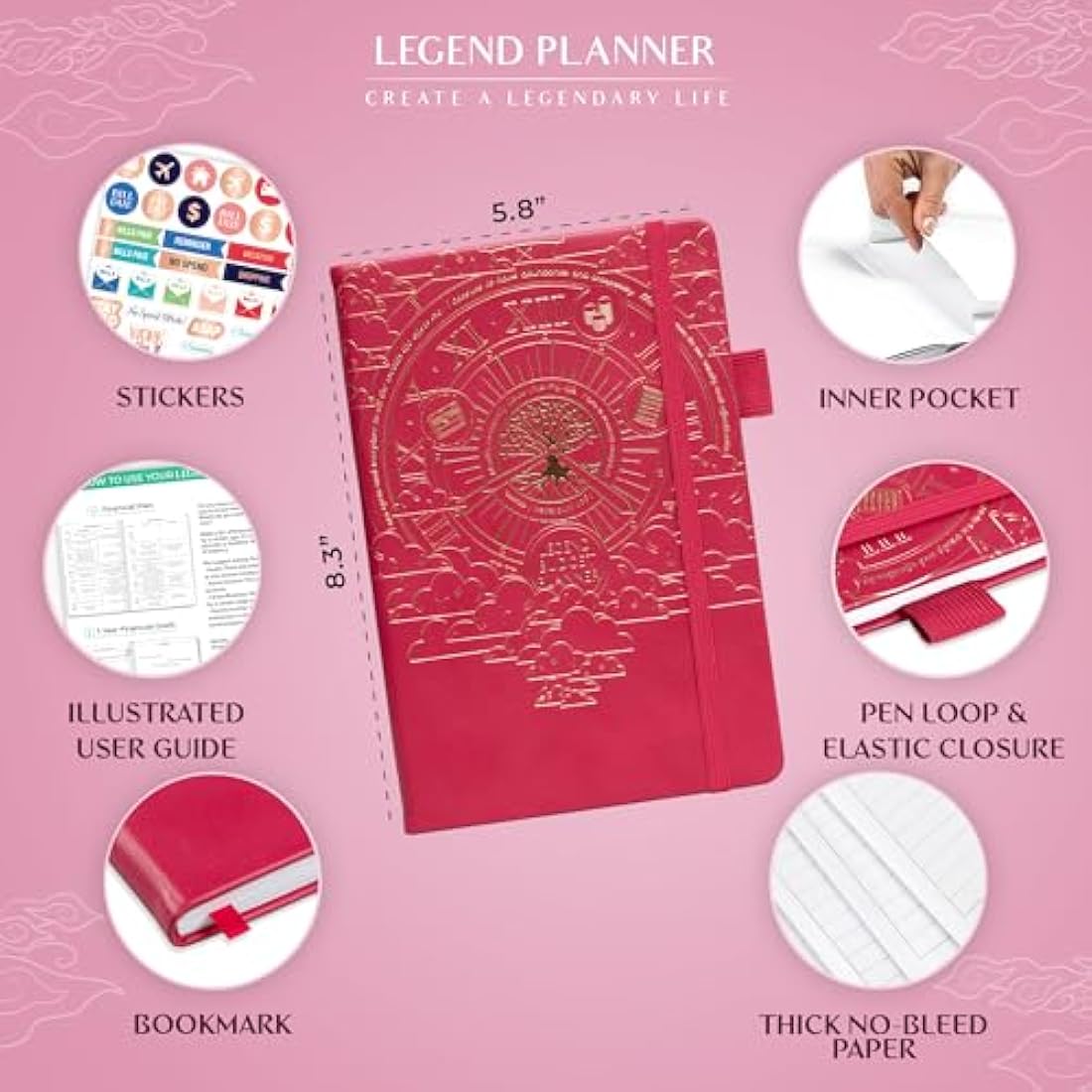 Legend Budget Planner – Financial Organizer Book. Money Account & Expense Tracker Notebook Journal for Household Monthly Budgeting (Hot Pink)