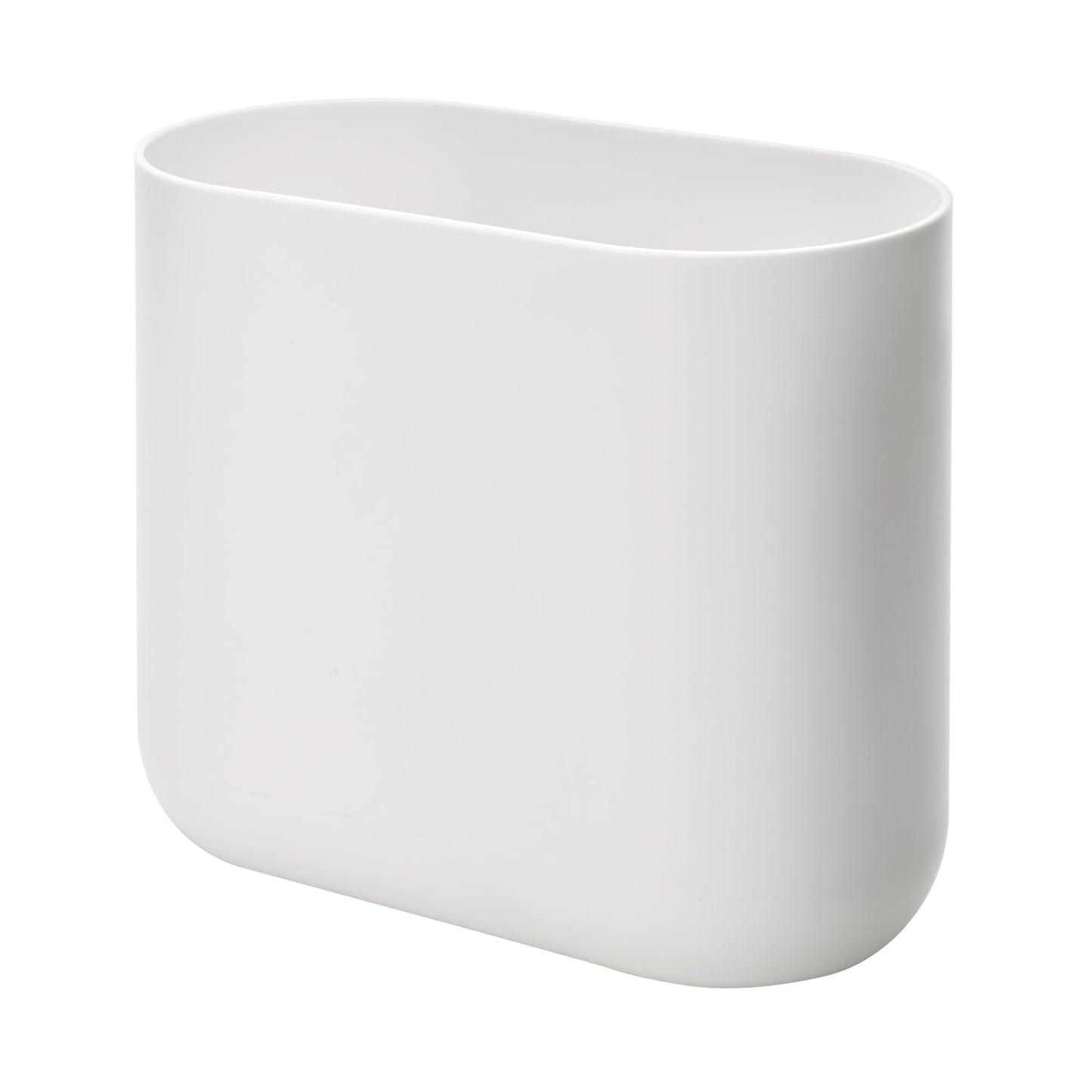 iDesign Compact Bathroom Bin, Slim Plastic Bin for Bathroom, Bedroom or Office Waste, Durable Bin with Sleek and Elegant Design, White