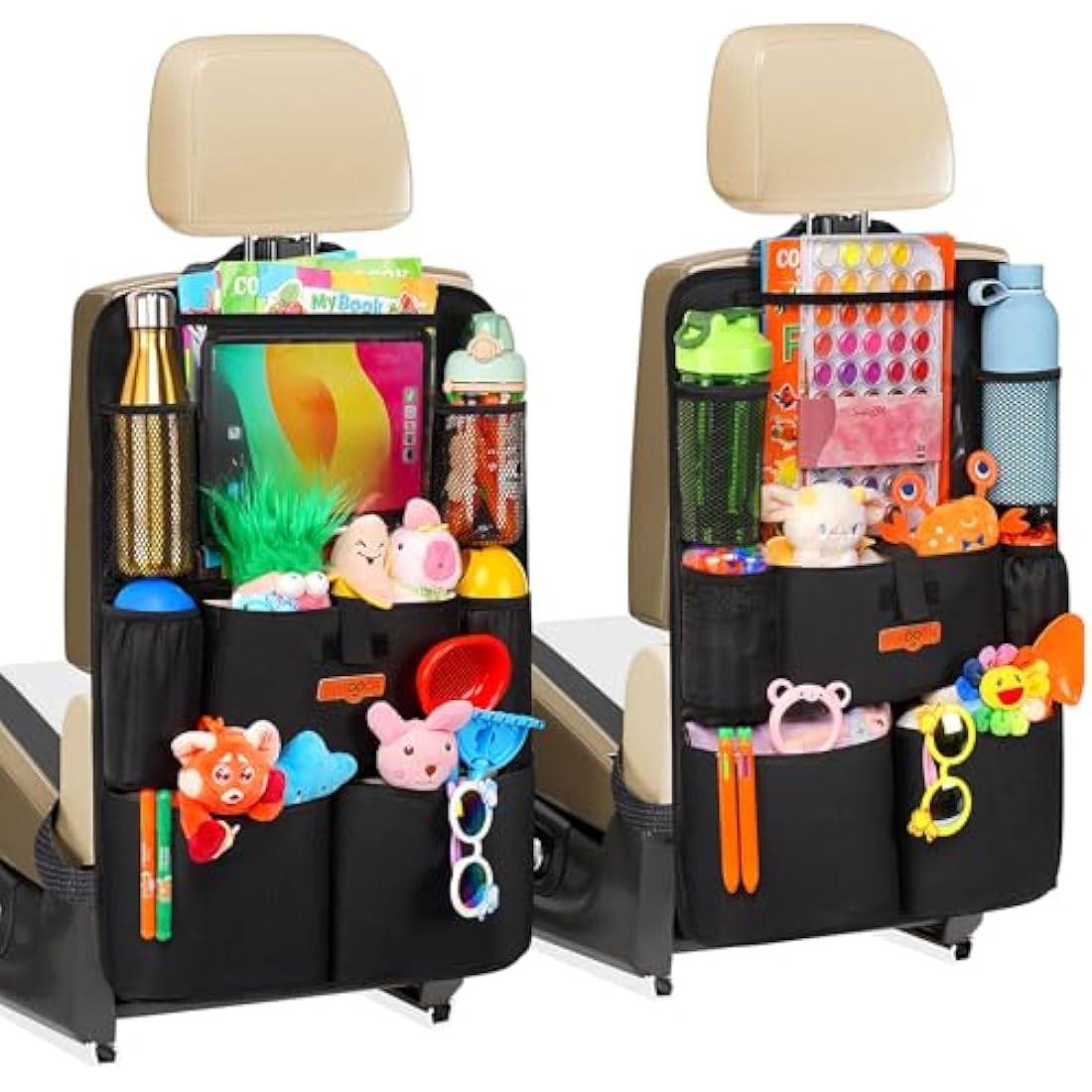 SURDOCA Car Organiser Car Seat Organiser - 4th Generation Enhanced Car Organiser Back Seat for up to 11-inch Tablet Holder, 8 Pockets, Kids Toy Storage, Water Proof Back Seat Protector for Kids