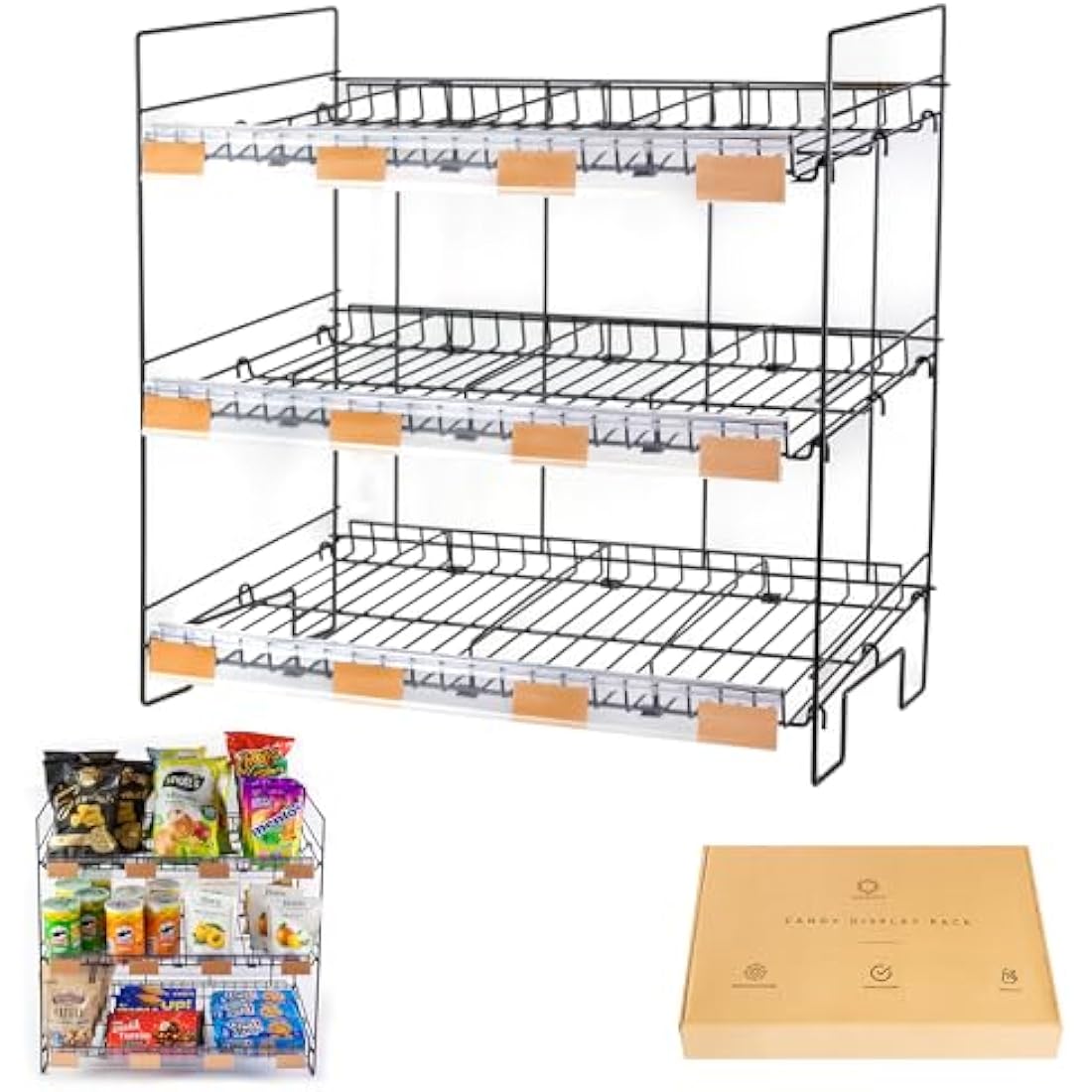 Candy Display Rack | Candy Organiser | Snack Organiser for Countertop | Display Stand | Snack Shelf and Crisps Holder for Stores | Counter Display for Office