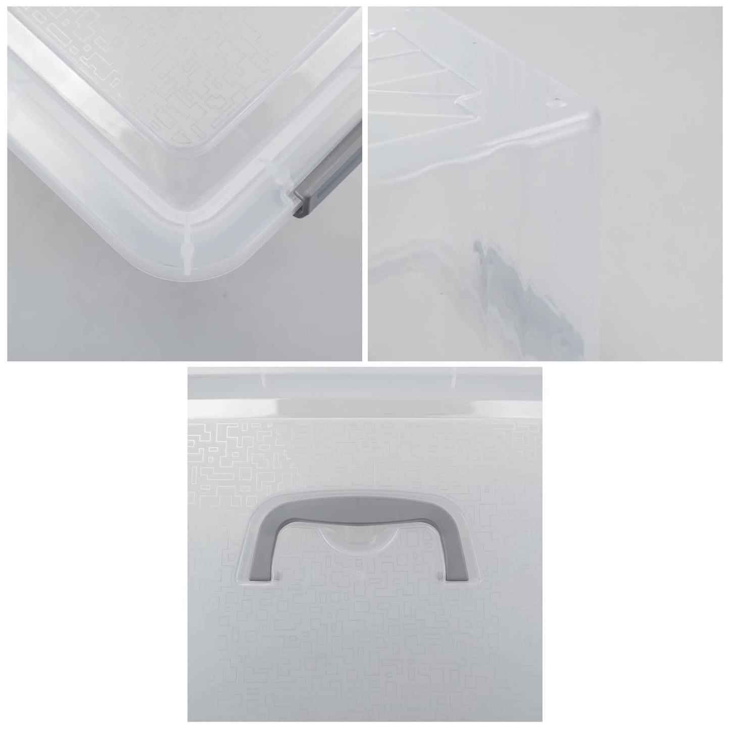Gitany 6-pack 12 L Plastic Latching Storage Box with Lid, Clear Container Set