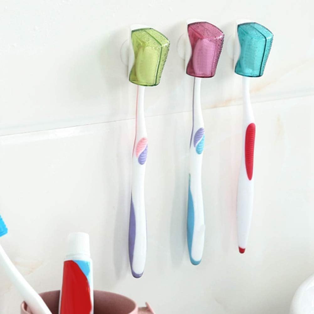 Txuolin 3Pcs Toothbrush Holder Travel Toothbrush Head Covers with Suction Cup Bathroom Wall Mount Rack Dustproof Cap Cover for Bathroom Portable