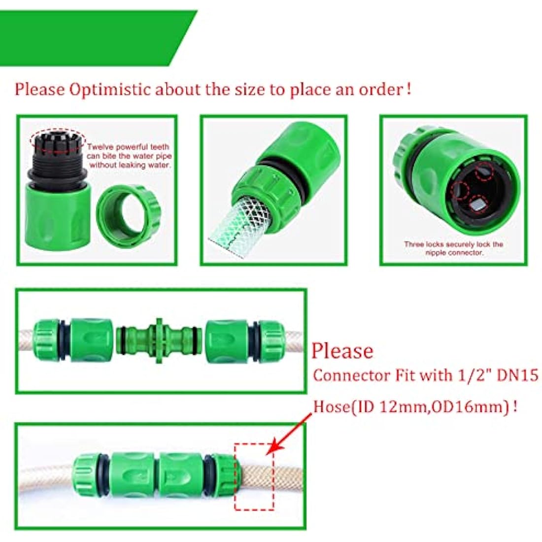 10Pcs Garden Hose Tap Connector Hose Pipe Fittings Kit for Outdoor tap&Join Hoses Pipe Tube(2 Double Male Snap Connectors,6 End Quick Connectors,2 Tap Connector 1/2 &3/4 Inch Size 2-in-1)