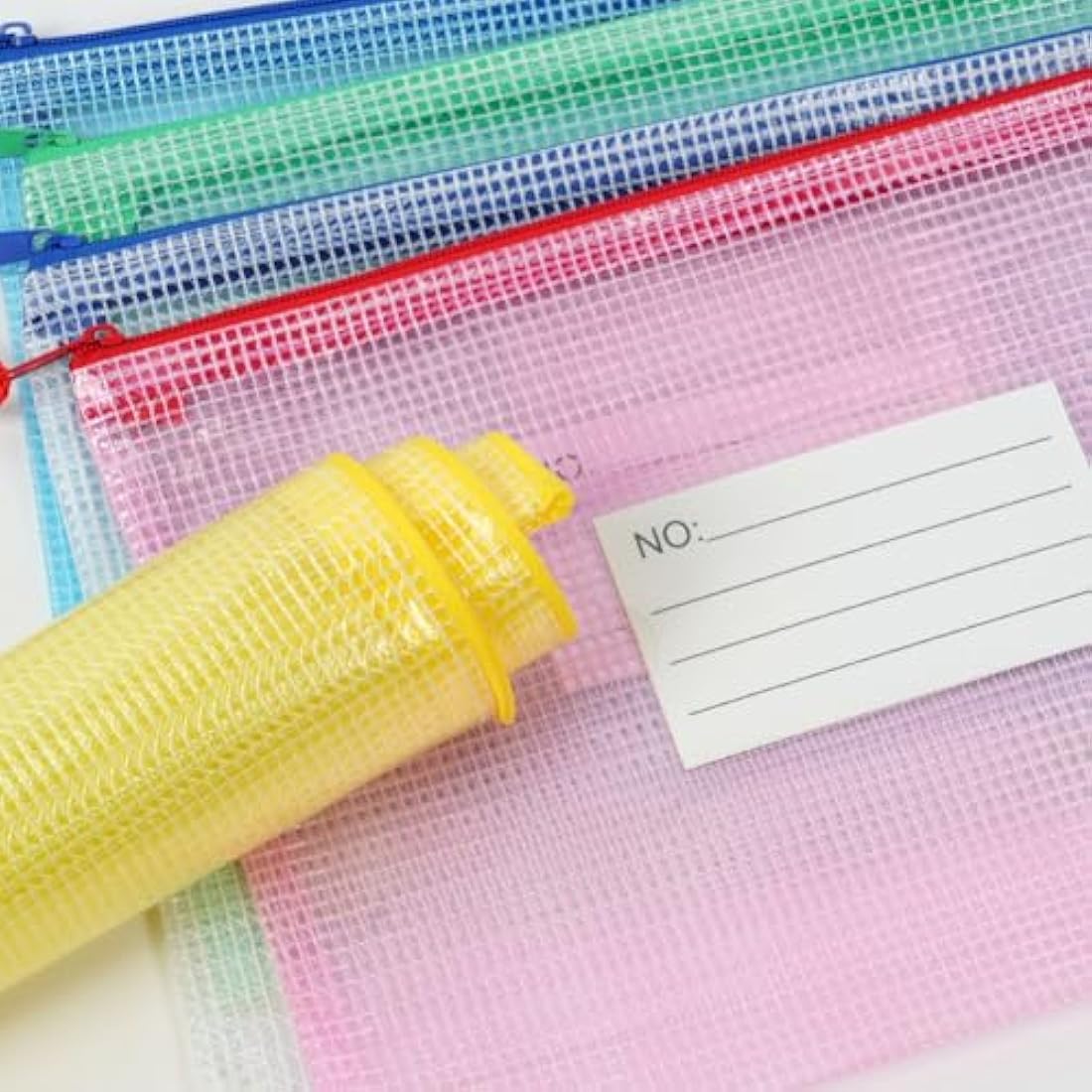 Vicloon Plastic Wallets, 15Pcs A3 A4 A5 Folders Wallets, Zip Lock Bags Mesh Document Wallet Plastic Document Wallets Folder with Label Pocket for School Office Homework Travel Storage Bags (Multi)