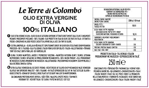 Le Terre di Colombo – 100% Italian Extra Virgin Olive Oil - Aluminium Bottles - Pack of 6 x 0.25 L