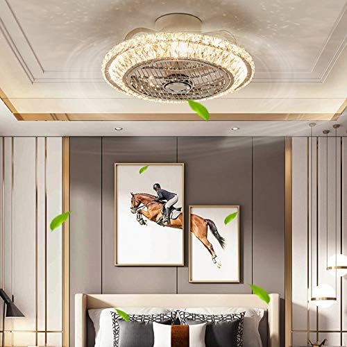 Ceiling Fan with Lamp, Crystal Ceiling Fan with LED Light, 72W Modern LED Dimmable Ceiling Light,Adjustable Wind Speed, with Remote Control,Restaurant Bedroom Decoration Indoor Fan Lighting (A)