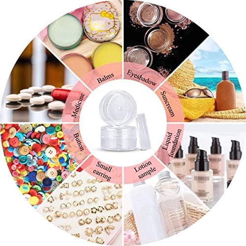 MELLIEX 60 Pieces Empty Sample Pots, 5g / 5ml Clear Plastic Travel Cosmetic Container Jars for Creams, Sample, Make-Up Storage