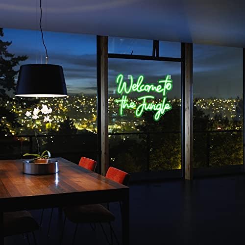 Looklight Welcome to The Jungle Neon Sign Green LED Neon Lights Letter Neon Sign for Bedroom Wall Decor USB Words Neon Signs for Home Bar Garden Wedding Engagement Party Wall Sign Gift
